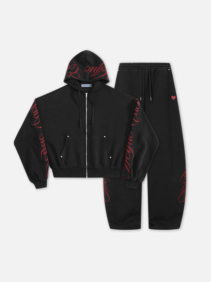 Aelfric Eden Boxy Script Embroidery Hoodie Sets