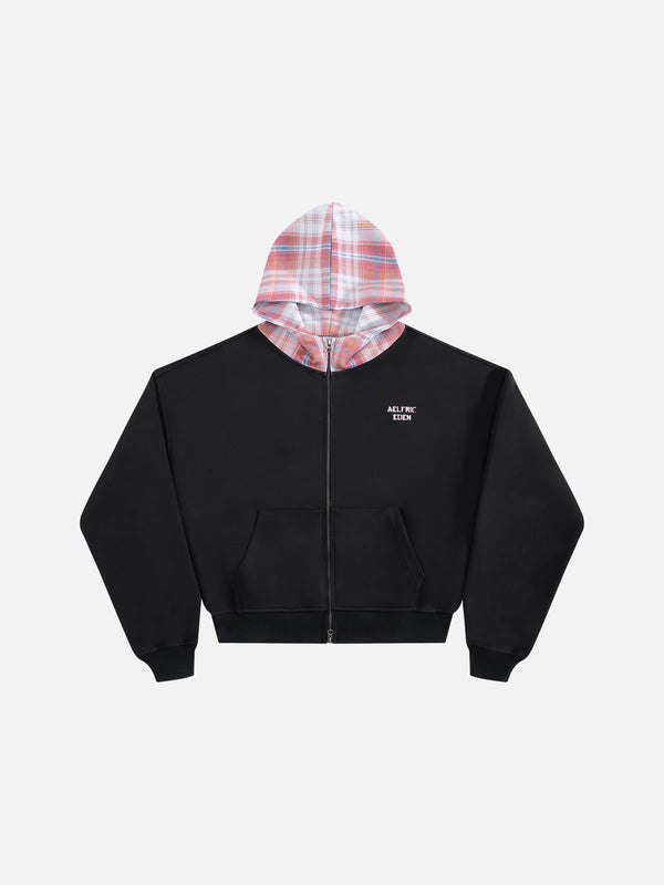 Aelfric Eden Boxy Plaid Hood Zip Up Hoodie