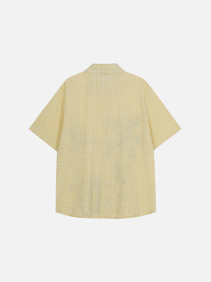 Aelfric Eden Cat Sketch Plaid Short Sleeve Shirt