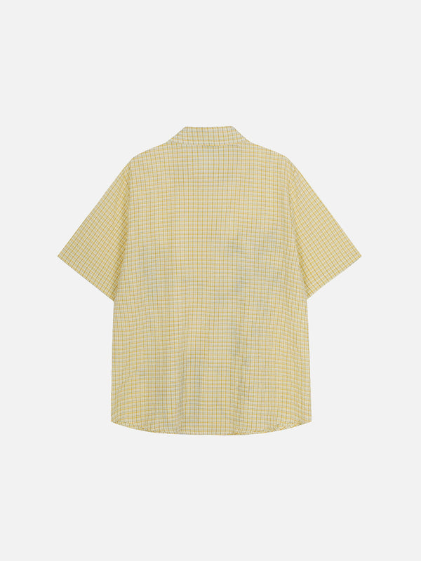 Aelfric Eden Cat Sketch Plaid Short Sleeve Shirt