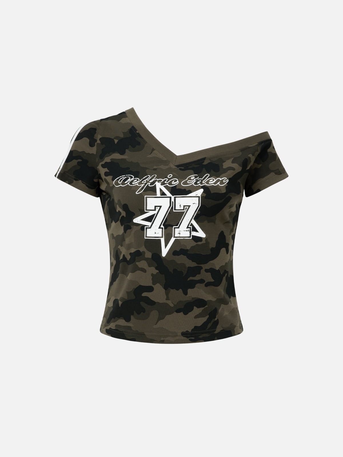 Aelfric Eden Cropped CAMO 77 Off-The-Shoulder Tee