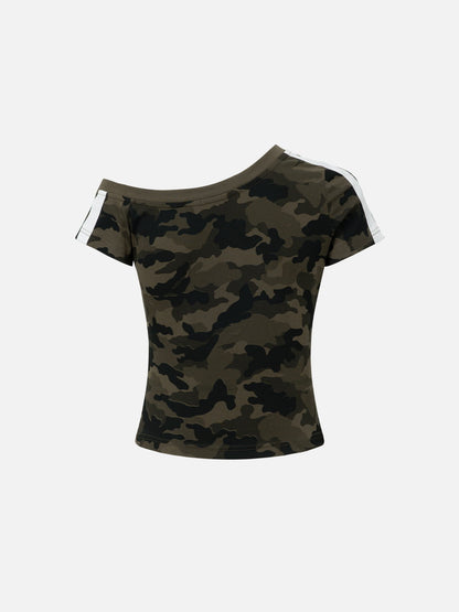 Aelfric Eden Cropped CAMO 77 Off-The-Shoulder Tee