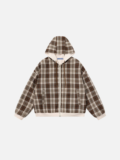 Aelfric Eden Boxy Reversible Plaid Zip Up Hoodie