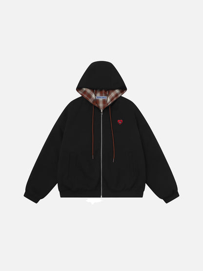 Aelfric Eden Boxy Reversible Plaid Zip Up Hoodie