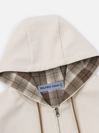 Aelfric Eden Boxy Reversible Plaid Zip Up Hoodie