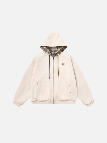 Aelfric Eden Boxy Reversible Plaid Zip Up Hoodie