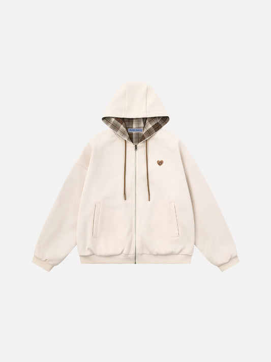 Aelfric Eden Boxy Reversible Plaid Zip Up Hoodie