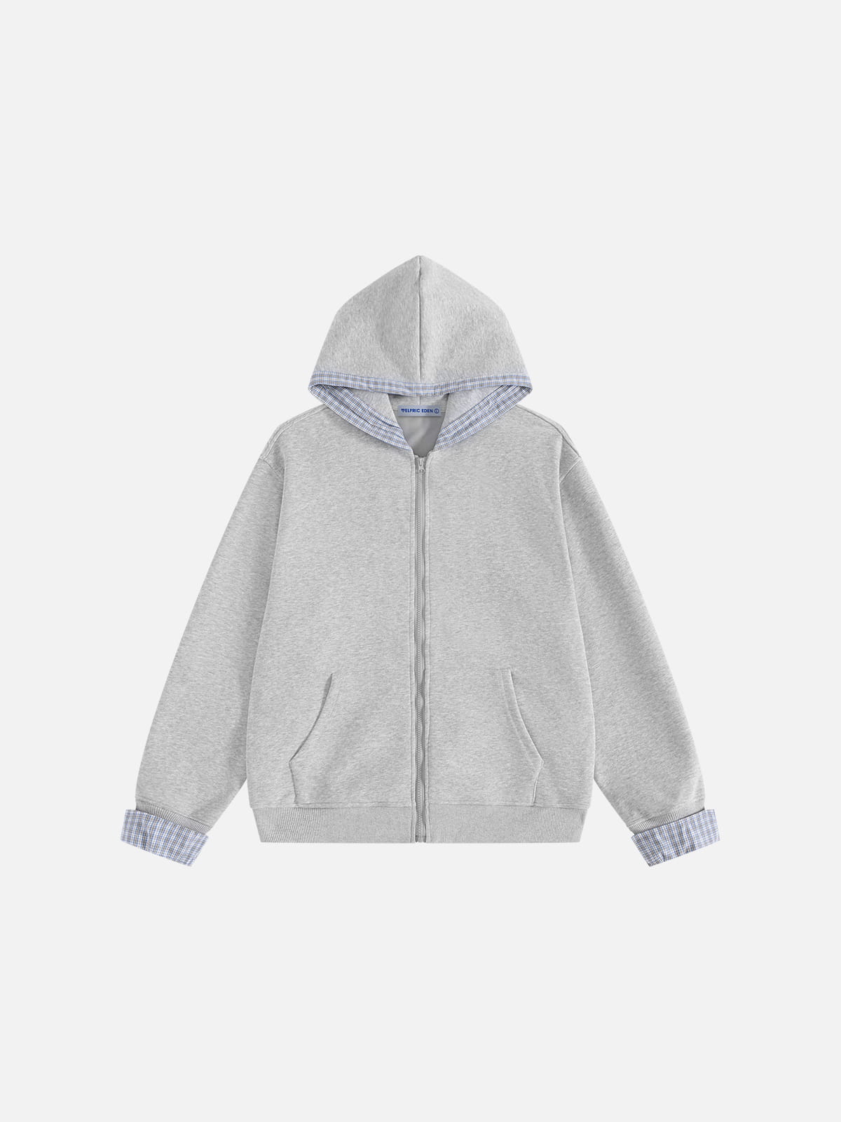 Aelfric Eden Plaid Trim Zip Up Hoodie