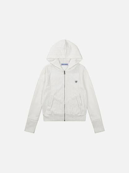 Aelfric Eden Boxy Cable Knit Zip Up Hoodie