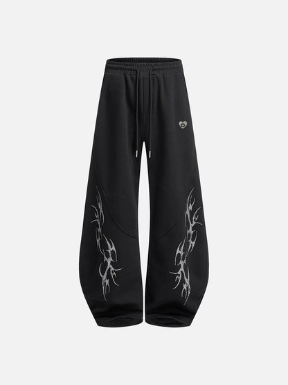 Aelfric Eden Thorn Print Baggy Barrel Sweatpants