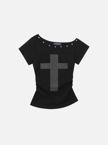 Aelfric Eden Rhinestone Off-The-Shoulder Tee