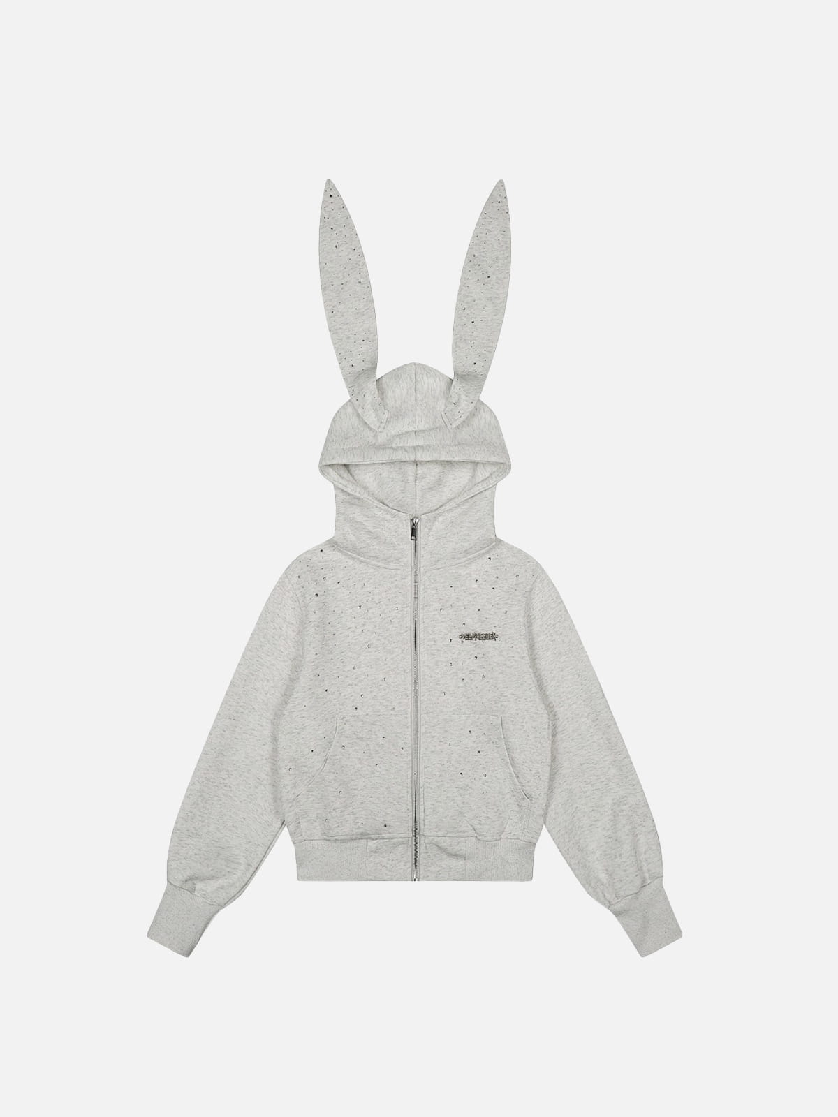 Aelfric Eden Rhinestone Bunny Ear Cropped Zip Up Hoodie