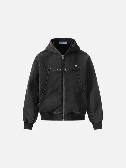 Aelfric Eden Boxy Studded Zip Up Hoodie