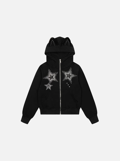 [Pre-Order] Aelfric Eden Rhinestone Star Zip Up Hoodie
