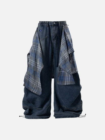 Aelfric Eden Detachable Plaid Layer Baggy Jeans