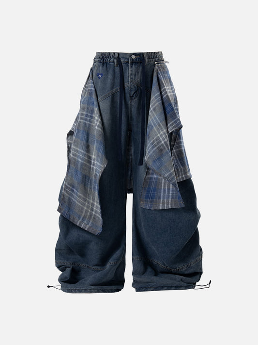 Aelfric Eden Detachable Plaid Layer Baggy Jeans