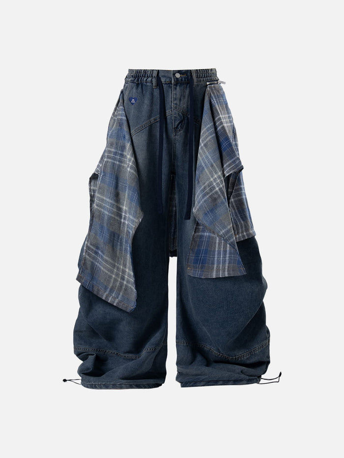 Aelfric Eden Detachable Plaid Layer Baggy Jeans