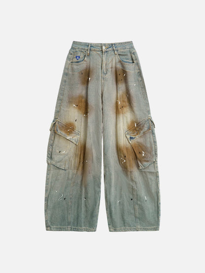 Aelfric Eden Paint Splatter Baggy Barrel Jeans