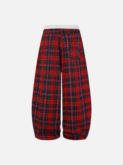 Aelfric Eden Double Waist Plaid Baggy Sweatpants