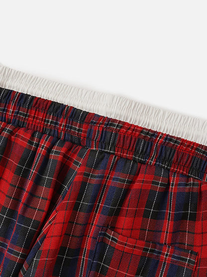Aelfric Eden Double Waist Plaid Baggy Sweatpants