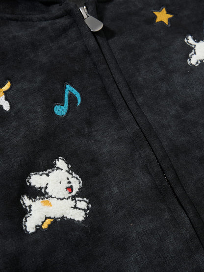 [Pre-Order] Aelfric Eden Cartoon Embroidered Zip Up Hoodie
