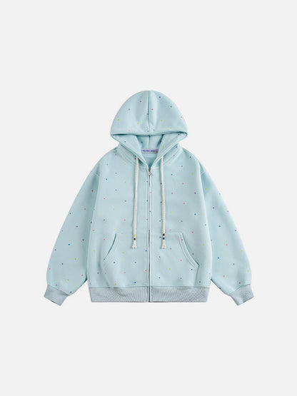 Aelfric Eden Colorful Polka Dot Zip Up Hoodie