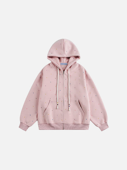 Aelfric Eden Colorful Polka Dot Zip Up Hoodie