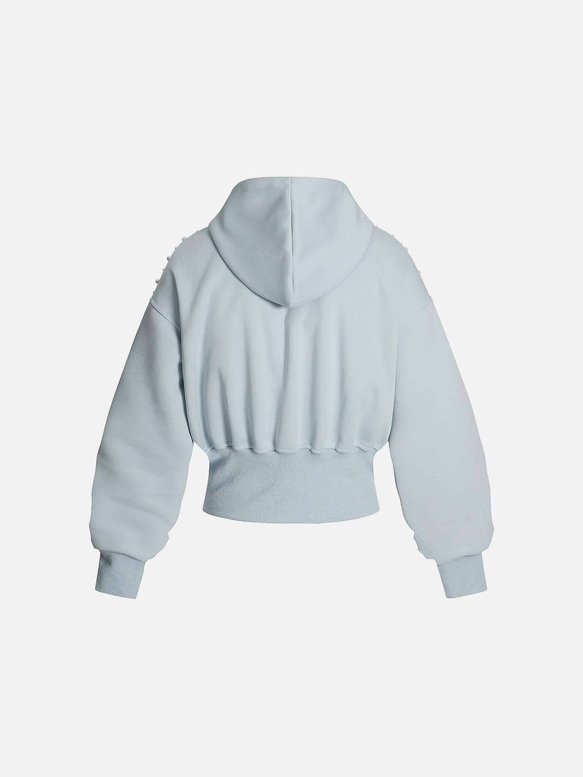 [Pre-Order] Aelfric Eden Cropped Pearl Studded Zip Up Hoodie