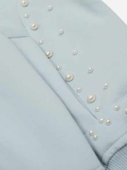 [Pre-Order] Aelfric Eden Cropped Pearl Studded Zip Up Hoodie