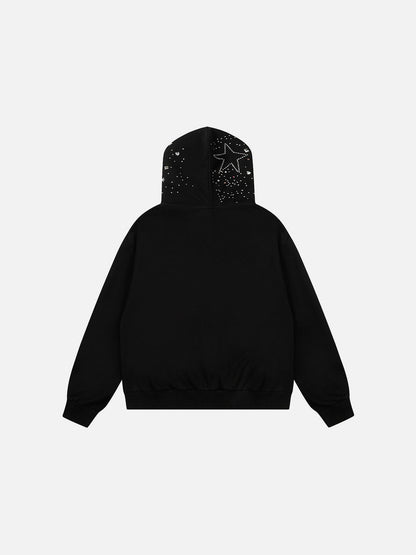 Aelfric Eden Boxy Rhinestone Star Zip Up Hoodie