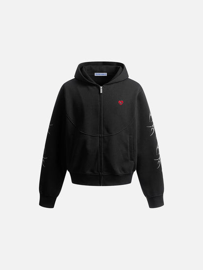 Aelfric Eden Thorn Print Zip Up Hoodie