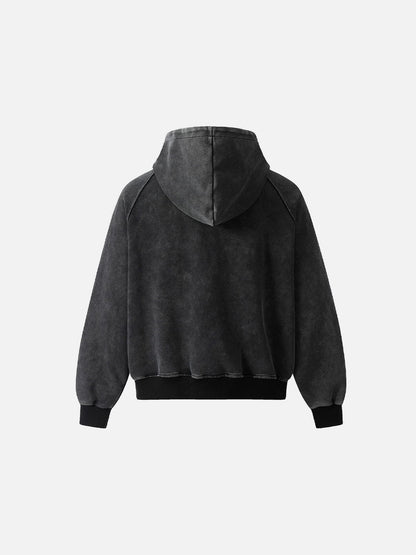 Aelfric Eden Boxy Washed Panel Zip Up Hoodie