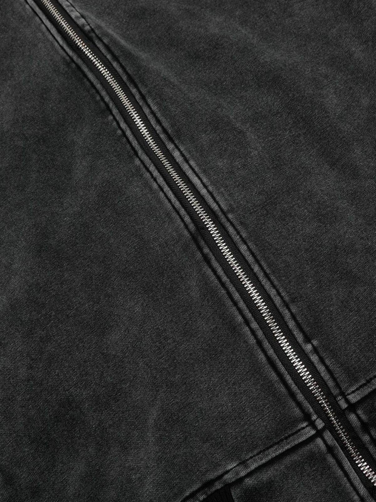 Aelfric Eden Boxy Washed Panel Zip Up Hoodie