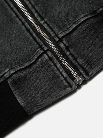 Aelfric Eden Boxy Washed Panel Zip Up Hoodie