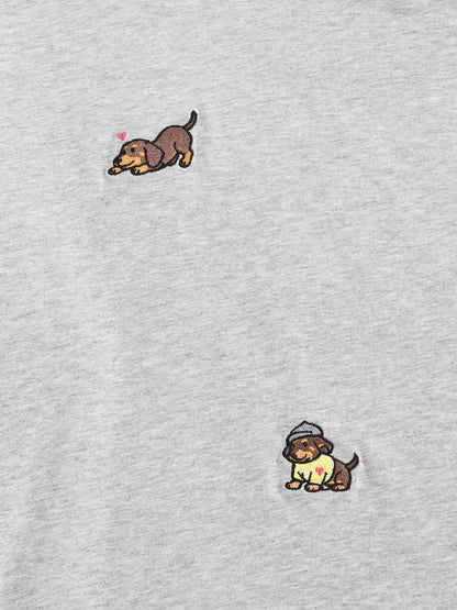 [Pre-Order] Aelfric Eden Dachshund Embroidery Off-The-Shoulder Tee