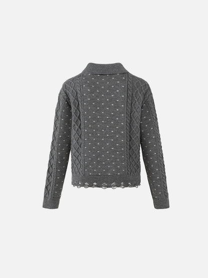 Aelfric Eden Cable Knit Distressed Cardigan
