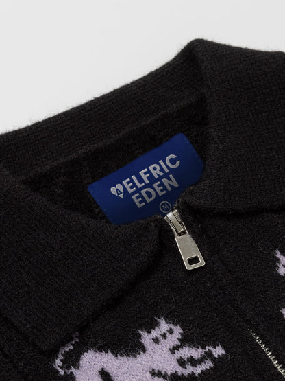 Aelfric Eden Cat Jacquard Zip Up Cardigan