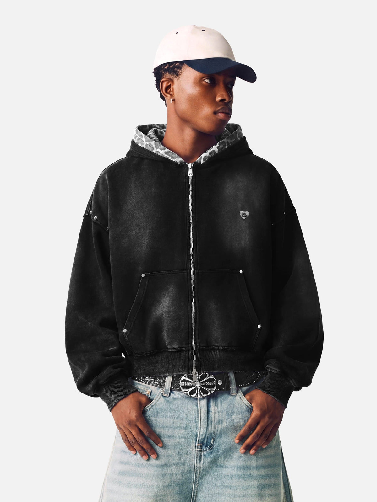 [Pre-Order] Aelfric Eden Boxy Leopard Hood Zip Up Hoodie