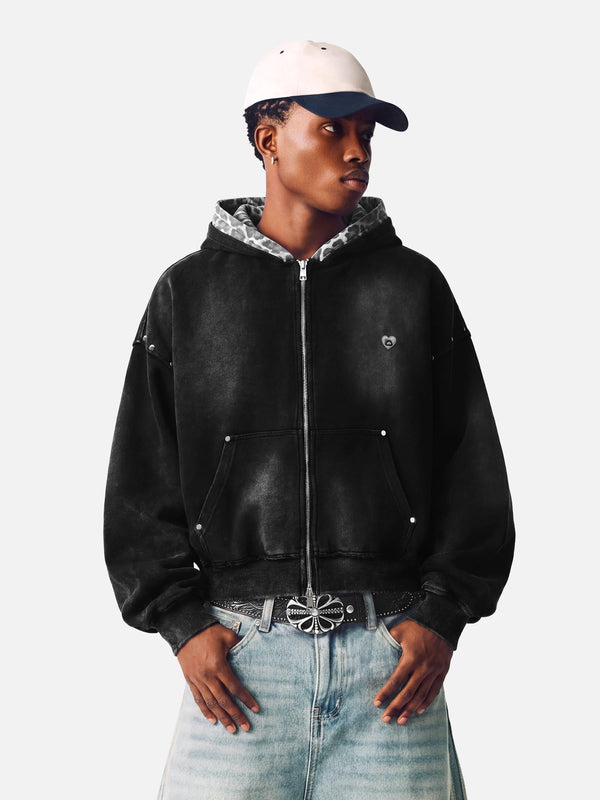 [Pre-Order] Aelfric Eden Boxy Leopard Hood Zip Up Hoodie