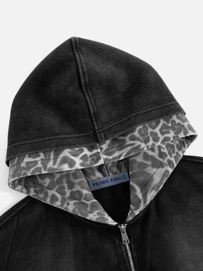 [Pre-Order] Aelfric Eden Boxy Leopard Hood Zip Up Hoodie