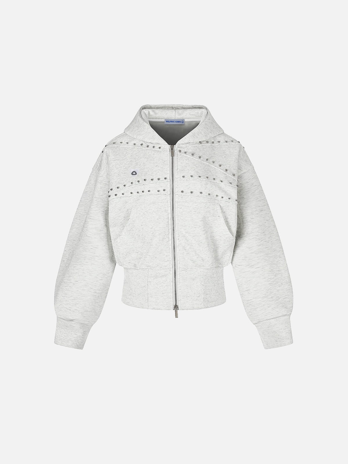 Aelfric Eden Cropped Studded Panel Zip Up Hoodie