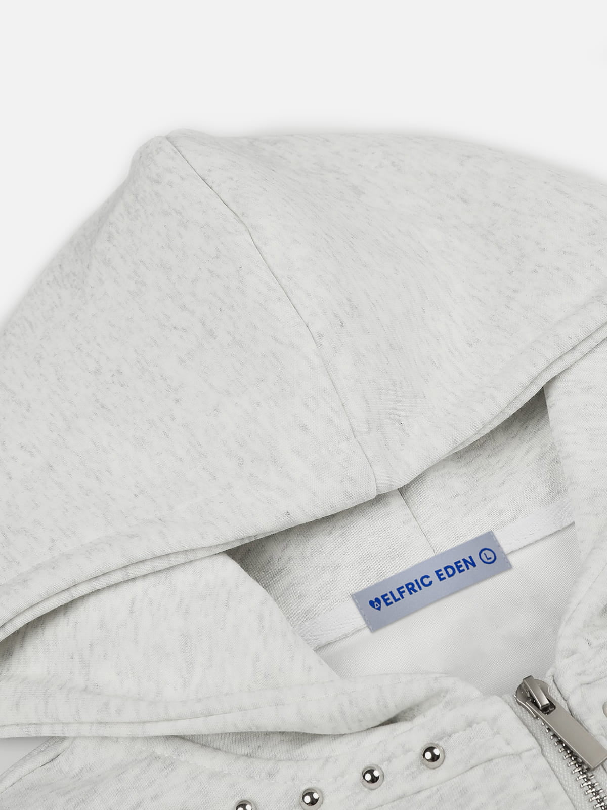 Aelfric Eden Cropped Studded Panel Zip Up Hoodie
