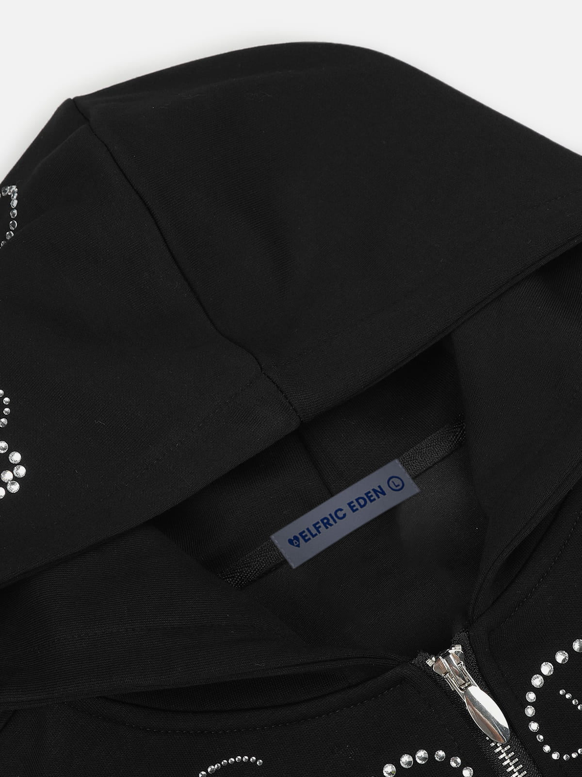 Aelfric Eden Cropped Rhinestone Zip Up Hoodie