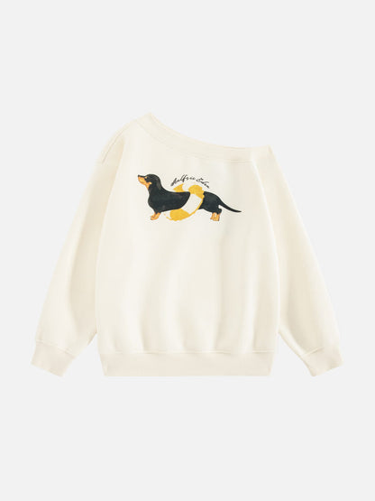 [Pre-Order] Aelfric Eden Dachshund Off-The-Shoulder Sweatshirt