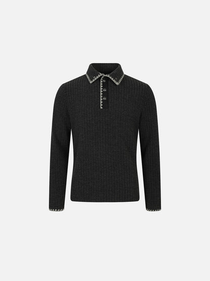 Aelfric Eden Contrast Stitch Polo Sweater