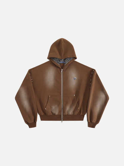 [Pre-Order] Aelfric Eden Boxy Studded Zip Up Hoodie