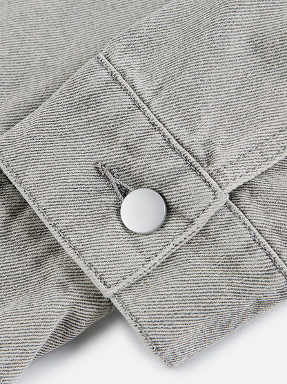 Aelfric Eden Washed Stand Collar Denim Jacket