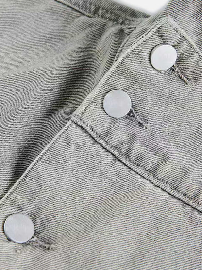 Aelfric Eden Washed Stand Collar Denim Jacket