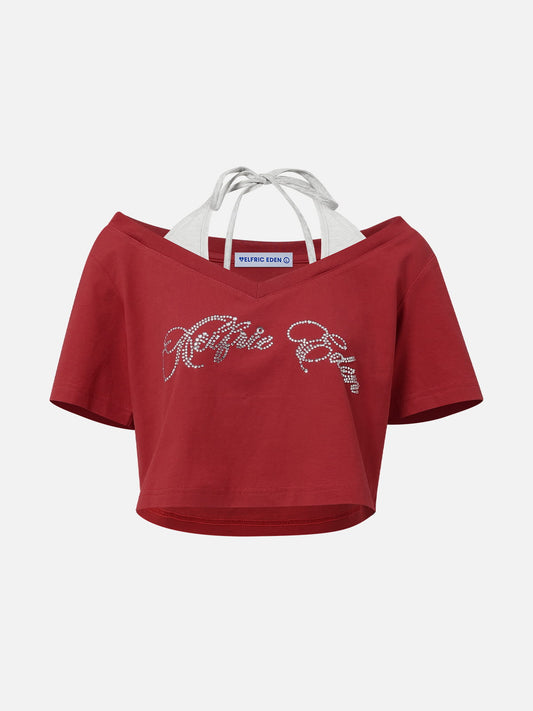 [Pre-Order] Aelfric Eden Cropped Halter Rhinestone Tee