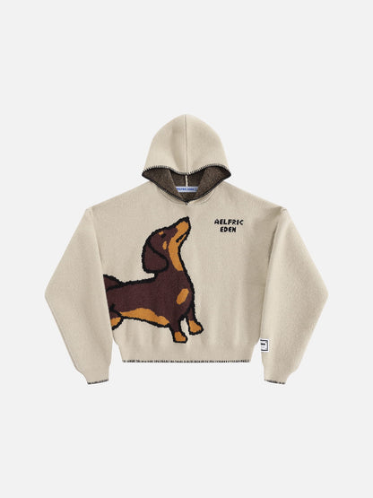 [Pre-Order] Aelfric Eden Boxy Dachshund Knit Pullover Hoodie